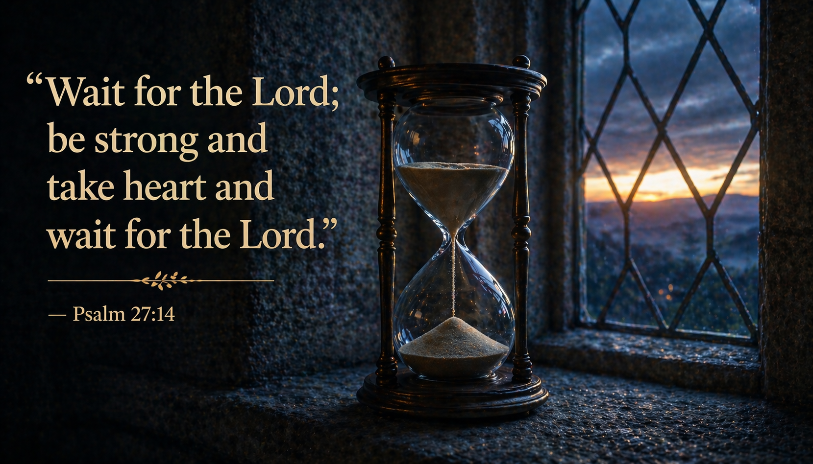 Psalm 27:14 — Wait for the Lord Be Strong — Hourglass Wallpaper HD